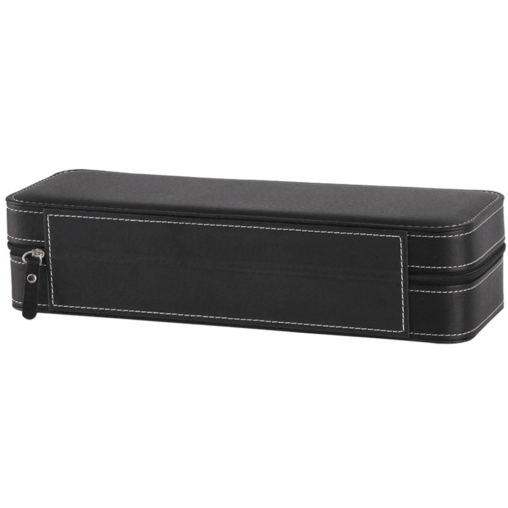 Portable Black Leather 6 Grid Watch Box