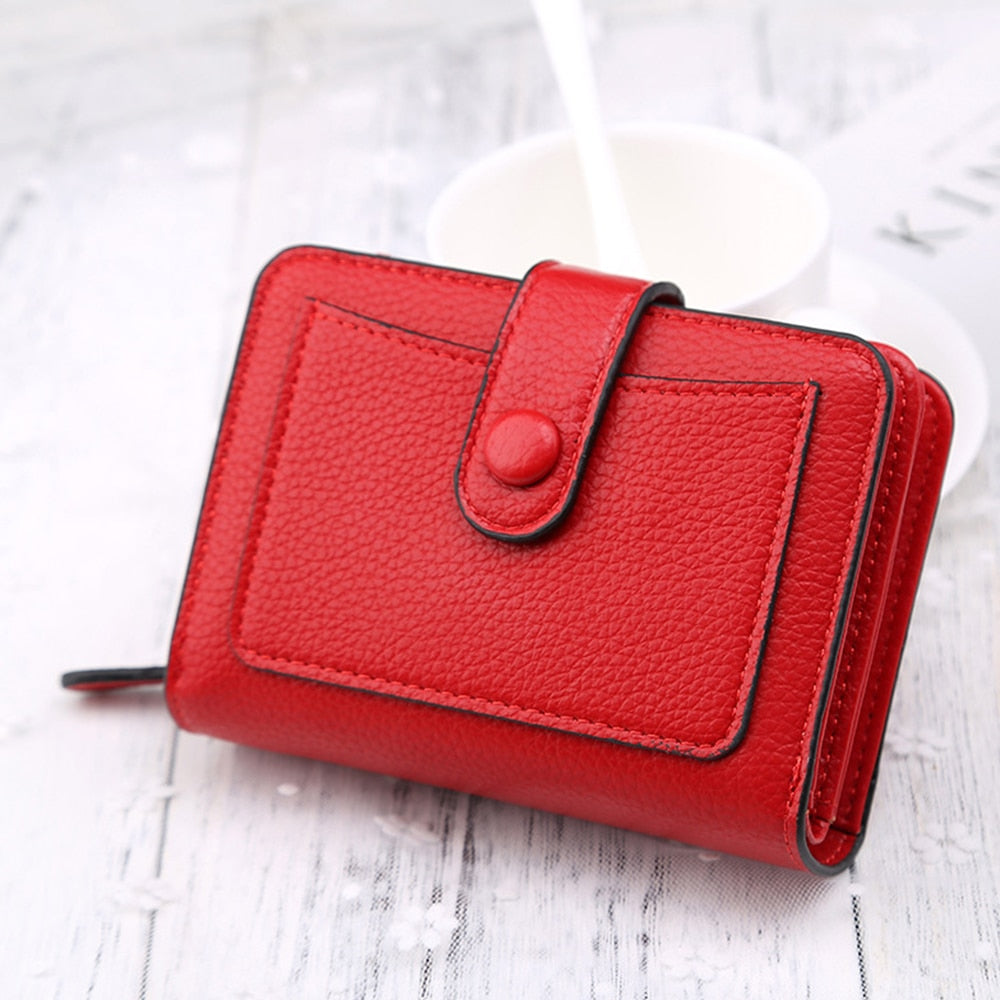 Small Bi-Fold Leather Wallet with Zippered Coin Purse