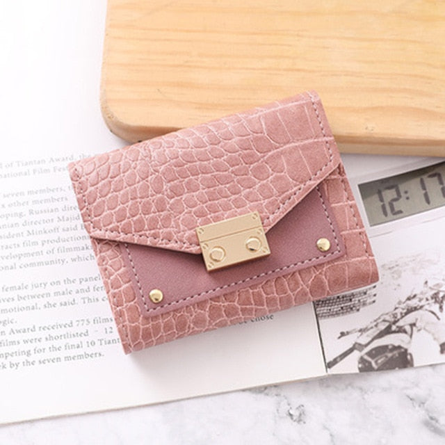 Leather Embossed Compact Tri-Fold Wallet