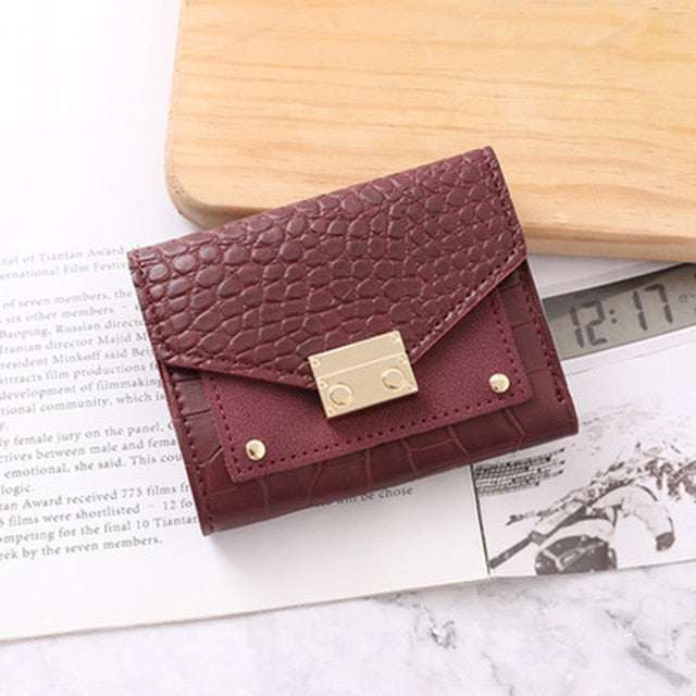 Leather Embossed Compact Tri-Fold Wallet