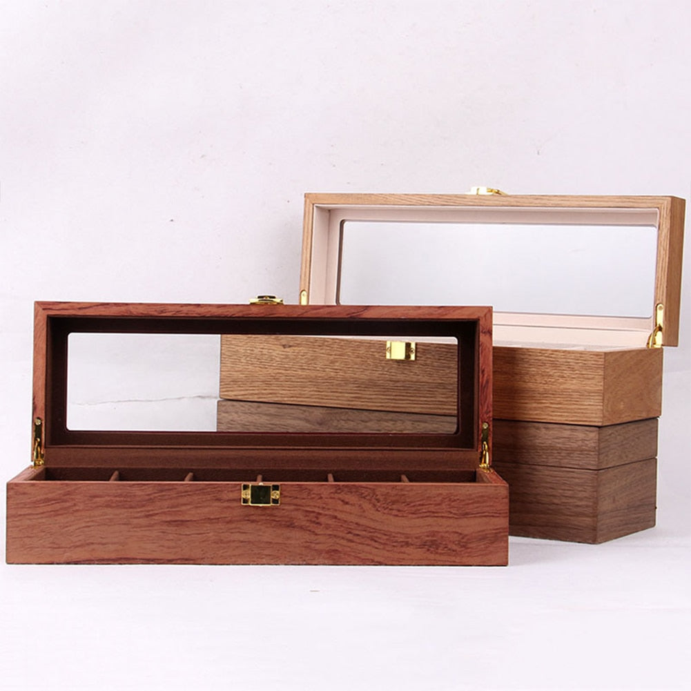 Vintage Portable Wooden 6 Slot Watch Box